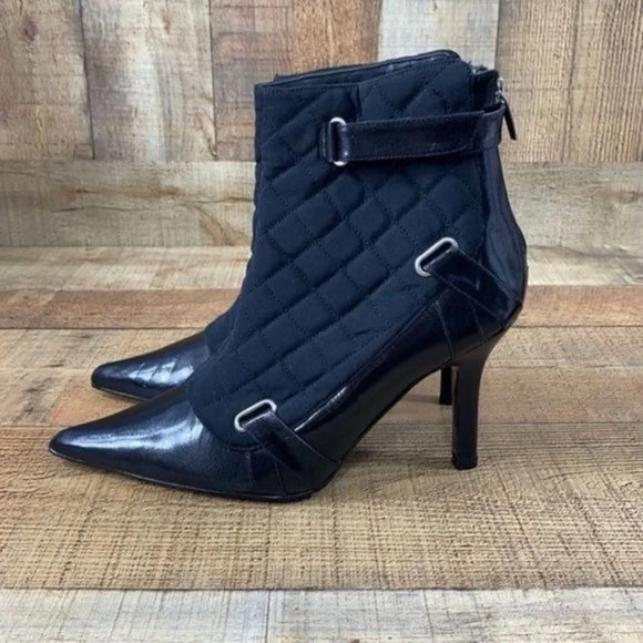 Colin Stuart Black Quilted Ankle Boots Pointed Toe - Picture 3 of 11
